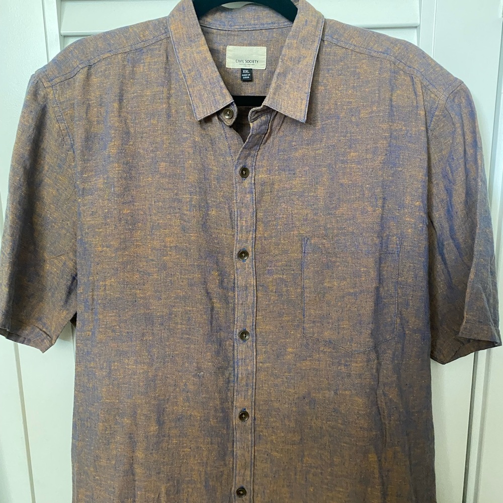 Civil Society Casual Button Down Shirt Blue and Rust